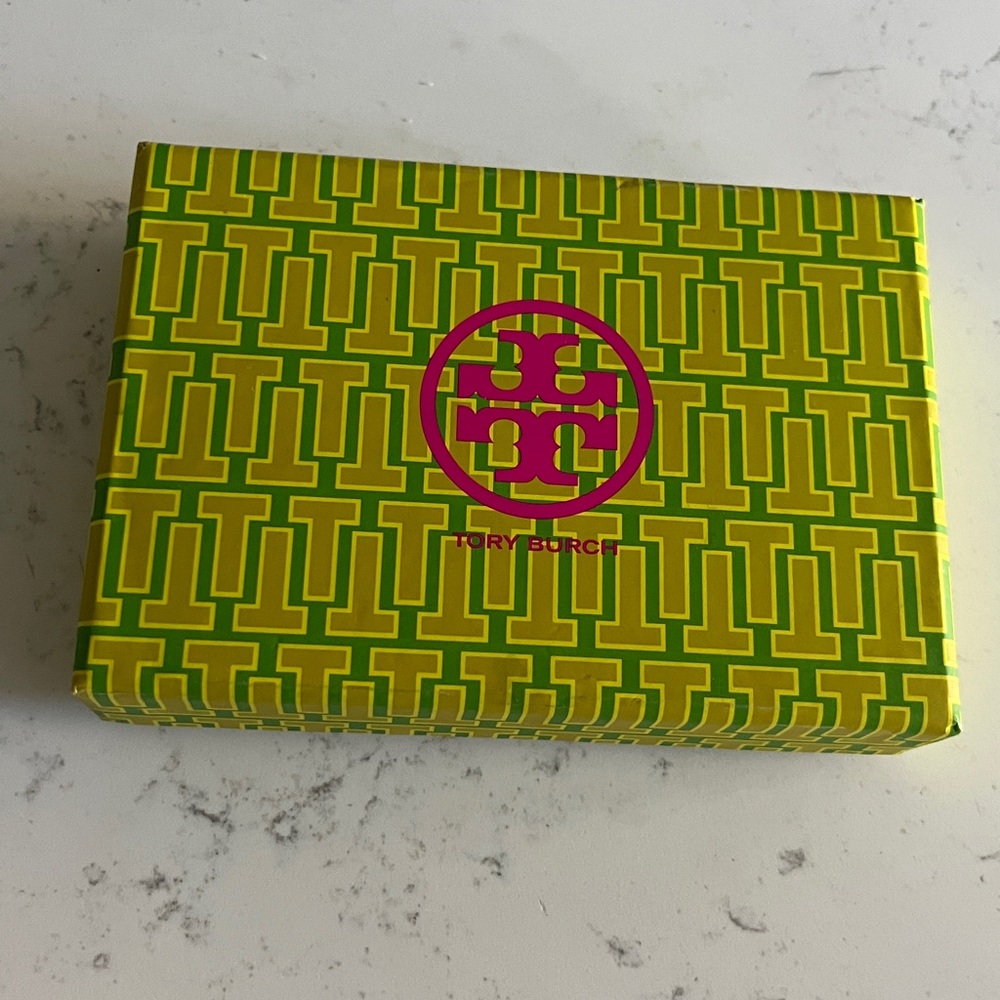 Tory Burch Vibrant Green and Pink Patterned Box